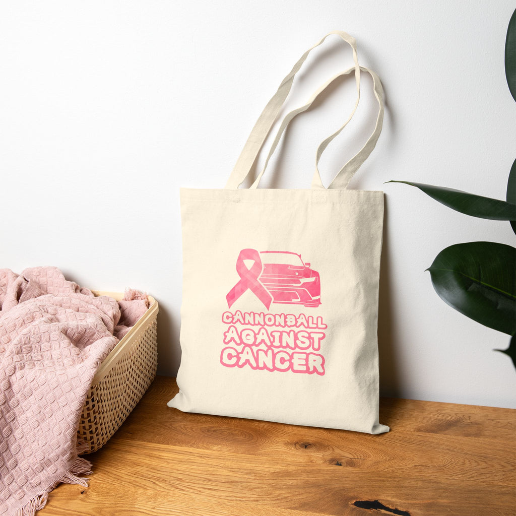 Cannonball Against Cancer Pink Ribbon Cotton Canvas Tote Bag
